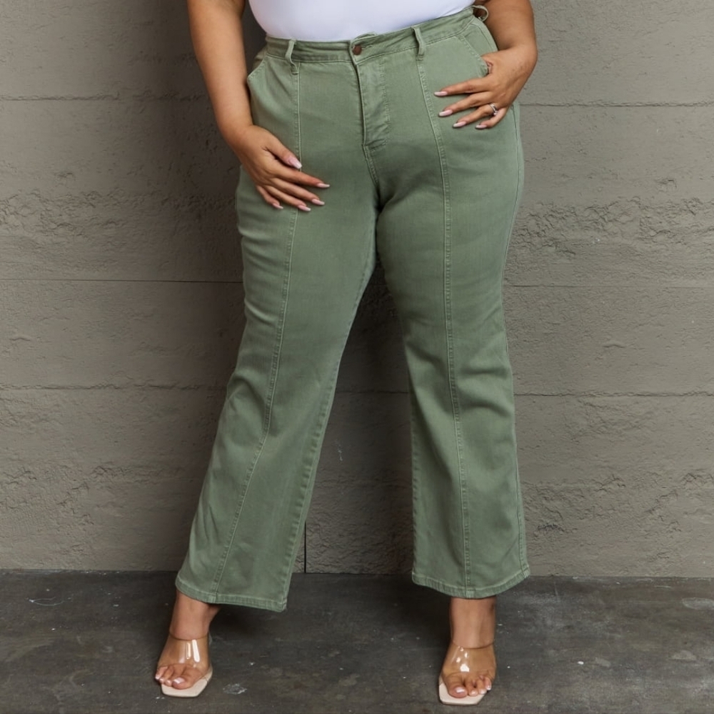 Judy Blue Olive Green Wide Leg Jeans